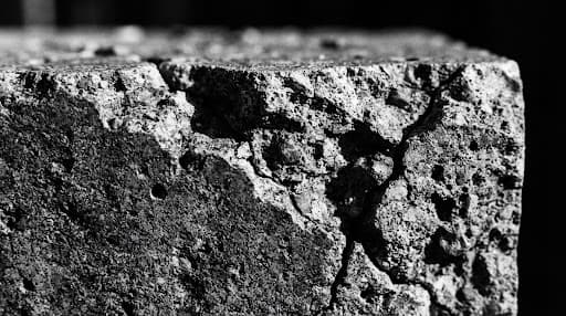 Fractured concrete surface